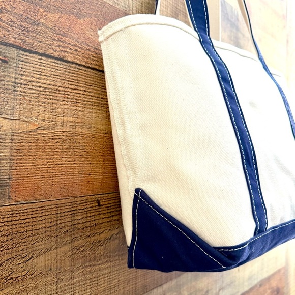 NWOT L.L.Bean The Original Boat and Tote Bag Cream & Navy - Picture 4 of 8